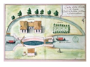 Drawing of the Lock at Negra on the Canal Du Midi