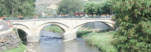 The River Aude flowing through the town of Esperaza