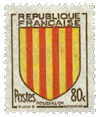 French stamp, 1955, showing the arms of the old privince of the Roussillon