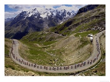 The Pack Climbs the Galibier Pass During the 15th Stage of the Tour De France